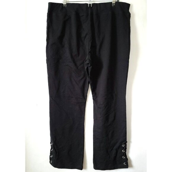 St. John's Bay Pants - St Johns Bay Womens Leggings XXL Black/Orange Slim Leg Terry Lined Lace Up Ankle